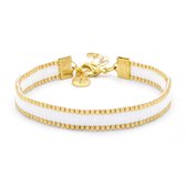 Mint15 Geweven armband 'Shiny White' - Goud