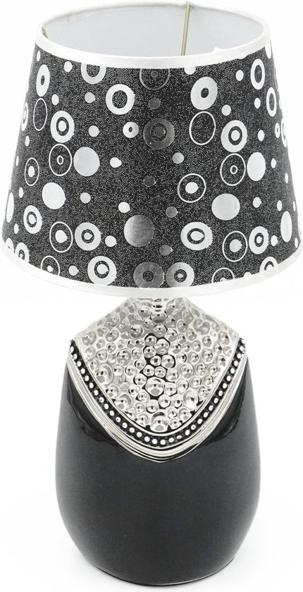 Tafellamp / Decoratielamp - Keramiek - Zwart Met Zilver