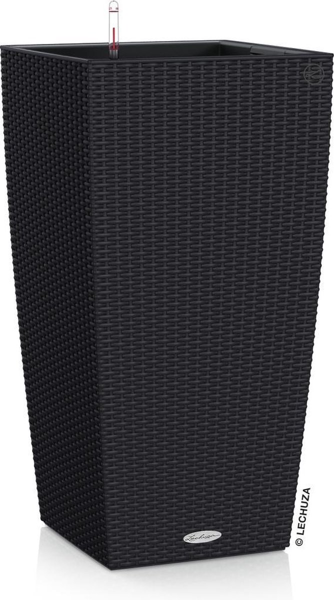 LECHUZA CUBICO Cottage 40 - Plantenbak - met uitneembare binnenbak - met bewateringssysteem - ALL-IN-ONE set met LECHUZA-PON - grafietzwart
