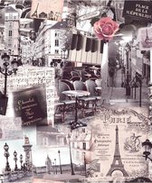 Home Parijs roze/zwart behang (vliesbehang, roze)