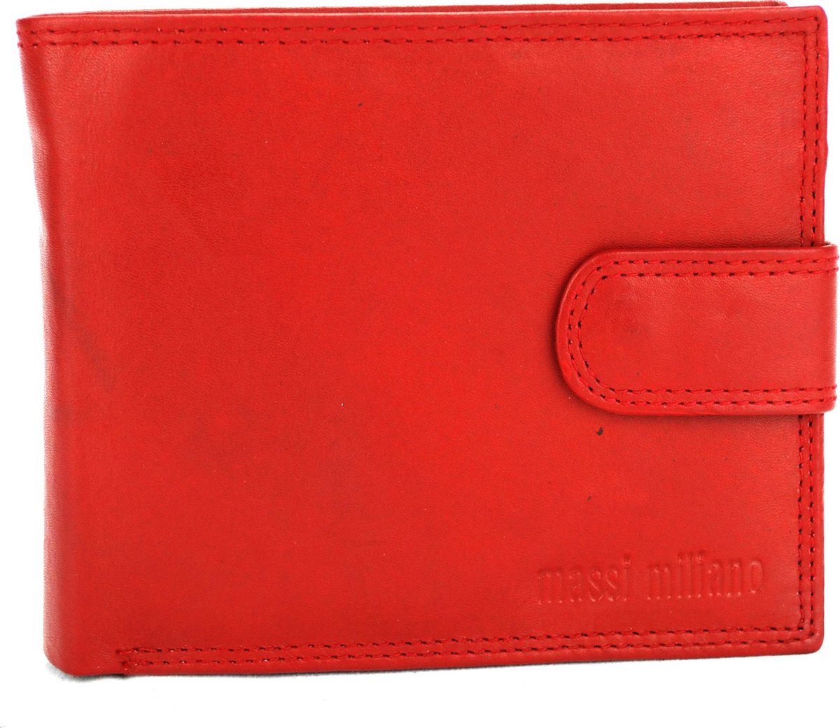Massi Miliano Portemonnee Heren Rundleer Rood (13746-36) - Billfold -12x2x10cm-