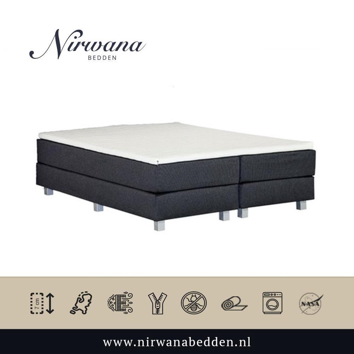 150x200 Topdekmatras - Topper HR55 - Koudschuim Tencel - 12 CM - Nirwana Bedden