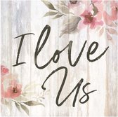 Decoratief Beeld - Tabletop Block I Love Us - Hout - 316europe - Wit