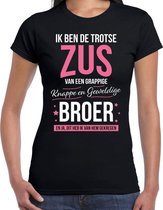 Trotse zus / broer cadeau t-shirt zwart voor dames M