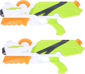 2x Waterpistolen/waterpistool wit/groen van 41 cm kinderspeelgoed - waterspeelgoed van kunststof