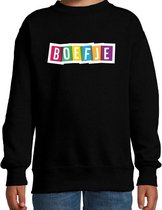 Boefje fun tekst sweater zwart kids 7-8 jaar (122/128)