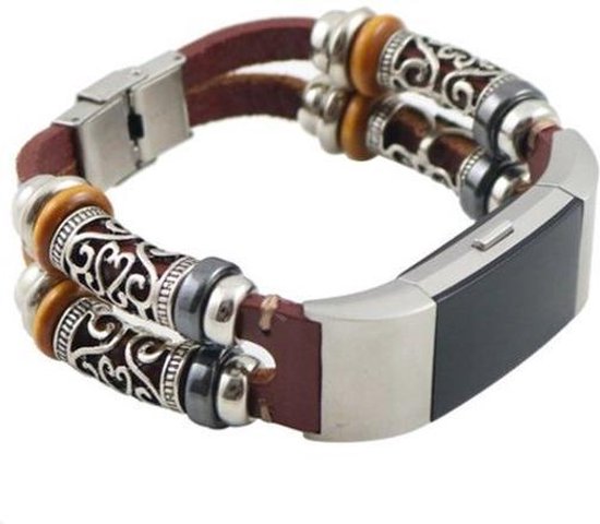 Bracelet en Cuir marron style Ibiza adapté pour Fitbit Charge 3 / Charge 4  | bol