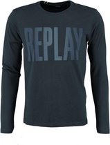 Replay zachte donkerblauwe slim fit longsleeve - valt 1 maat kleiner - maat M