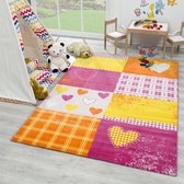 Kinderkleed Bambino Love Oranje/Roze Laagpolig Tapijt - 160x230cm