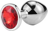 NewAgeDevi Crystal - Butt bling - Anal - Buttplug - Rood - Zilver | 28 mm