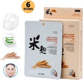 MITOMO Rice Leaven Gezichtsmasker - Face Mask Beauty - Valentijn Cadeautje voor Haar - Masker Gezichtsverzorging - Skincare Rituals - Huidverzorging Vrouwen - 6 Stuks