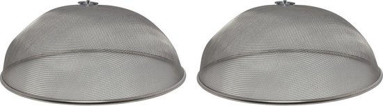 2x Vliegenkappen zilver voor voedsel 35 cm voedselkap - Eten/voedsel beschermen tegen ongedierte - Afdekkappen/vliegenkappen van V-Part — afbeelding 3