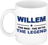 Naam cadeau Willem - The man, The myth the legend koffie mok / beker 300 ml - naam/namen mokken - Cadeau voor o.a  verjaardag/ vaderdag/ pensioen/ geslaagd/ bedankt