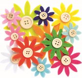 Hobby vilt 36x gekleurde vilten bloemen met knoop 3,5-7 cm - Hobby/knutselmateriaal
