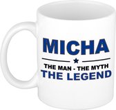 Naam cadeau Micha - The man, The myth the legend koffie mok / beker 300 ml - naam/namen mokken - Cadeau voor o.a verjaardag/ vaderdag/ pensioen/ geslaagd/ bedankt