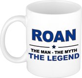 Naam cadeau Roan - The man, The myth the legend koffie mok / beker 300 ml - naam/namen mokken - Cadeau voor o.a  verjaardag/ vaderdag/ pensioen/ geslaagd/ bedankt