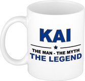 Naam cadeau Kai - The man, The myth the legend koffie mok / beker 300 ml - naam/namen mokken - Cadeau voor o.a verjaardag/ vaderdag/ pensioen/ geslaagd/ bedankt