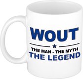 Naam cadeau Wout - The man, The myth the legend koffie mok / beker 300 ml - naam/namen mokken - Cadeau voor o.a verjaardag/ vaderdag/ pensioen/ geslaagd/ bedankt