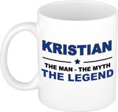 Naam cadeau Kristian - The man, The myth the legend koffie mok / beker 300 ml - naam/namen mokken - Cadeau voor o.a verjaardag/ vaderdag/ pensioen/ geslaagd/ bedankt