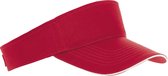Rood/wit zonneklep petje voor volwassenen - Katoenen rode/witte zonnekleppen met klittenbandsluiting - Dames/heren