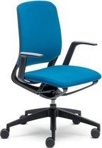 Sedus se:motion, Bureaustoel, zwart, met armleuningen, zitting en rug gestoffeerd in blauw, universele wielen