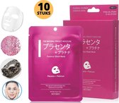 MITOMO Premium Placenta & Platinium Gezichtsmasker - Vermindert Stress,Rimpels,Acne,Puistjes en Huidveroudering - Gezichtsverzorging Masker - Face Mask Beauty - 10-Pack