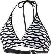 Seafolly Tidal Wave Halter Bra White/Black - Zwart wit geprint bikinitopje Dames - Maat 36