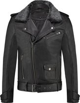 Purewhite Leather Faux Fur Jacket Black
