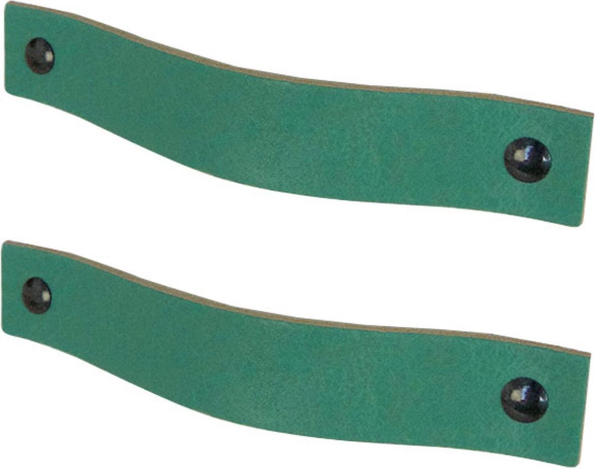 2x Leren handgrepen 'platte greep' - maat M (19 x 2,5 cm) - ZEEGROEN- - incl. 3 kleuren schroefjes (handgreepjes - leren grepen - greepjes - leren lusjes) (handgreepjes - leren grepen - greepjes - leren lusjes)