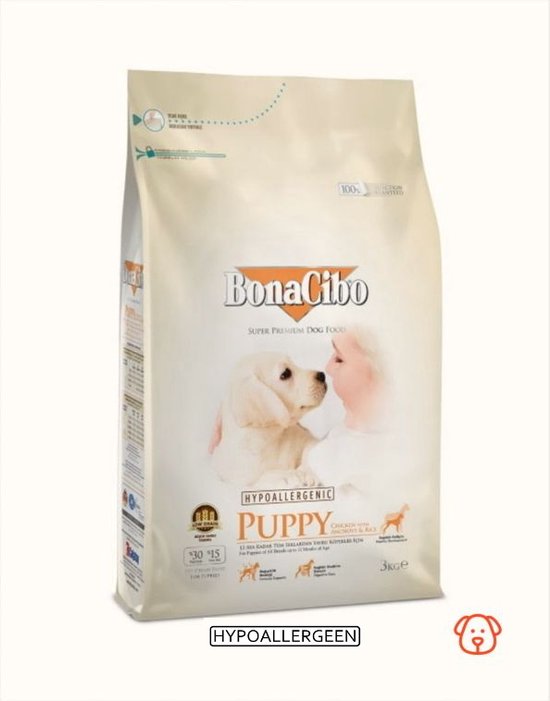 Bonacibo Puppy Chicken & Rice with Anchovy - Hypoallergenic Premium Hondenvoer - 15 kg