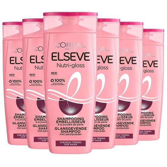 L'Oréal Paris Elvive Nutri Gloss Shampoo 6 x 250 ml Dof Haar