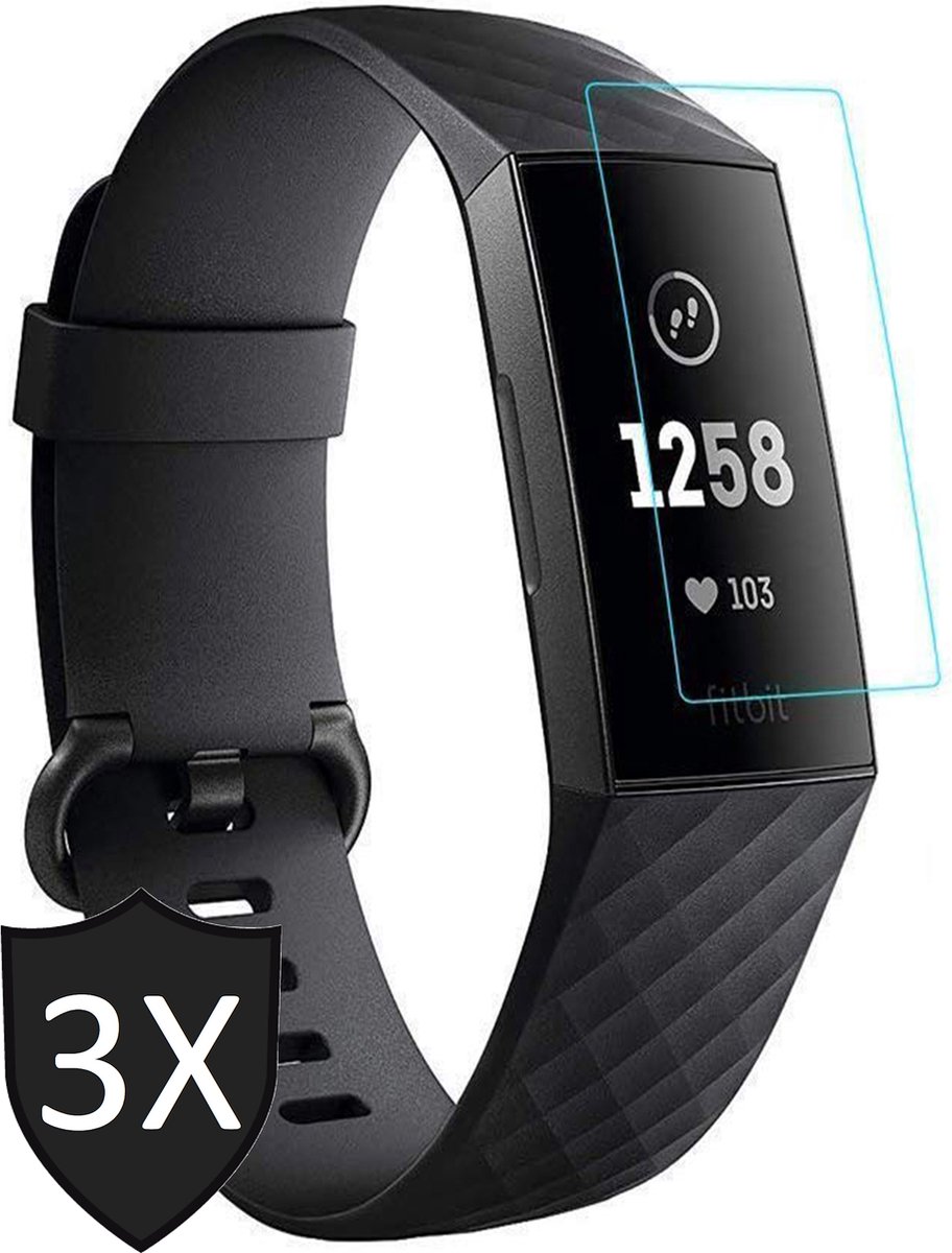 Screenprotector geschikt voor Fitbit Charge 4 - Glas PET Folie Screen Protector - 3 Stuks