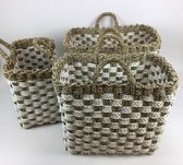 Set van drie mooie handgemaakte rieten manden Ibiza-look