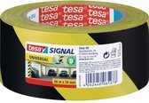 4x Tesa afzettape/markeertape geel/zwart 5 cm x 66 mtr - Afzettape/markeertape - Gevarenzone tape - Parkeerplaats/garage hoeken/muren aanduiden met tape