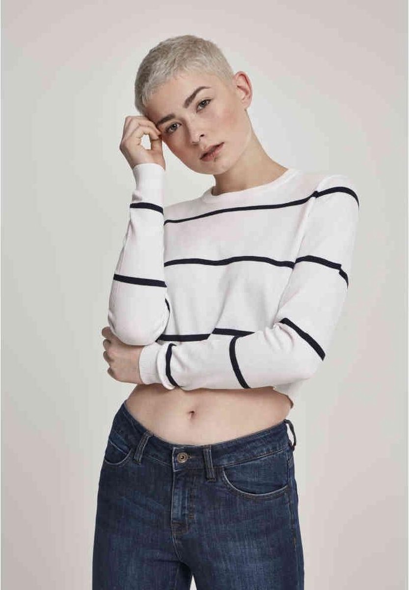 Urban Classics Sweater/trui -L- Short Striped Wit
