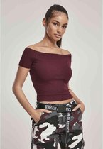 Urban Classics Crop top -L- Off Shoulder Rib Bordeaux rood