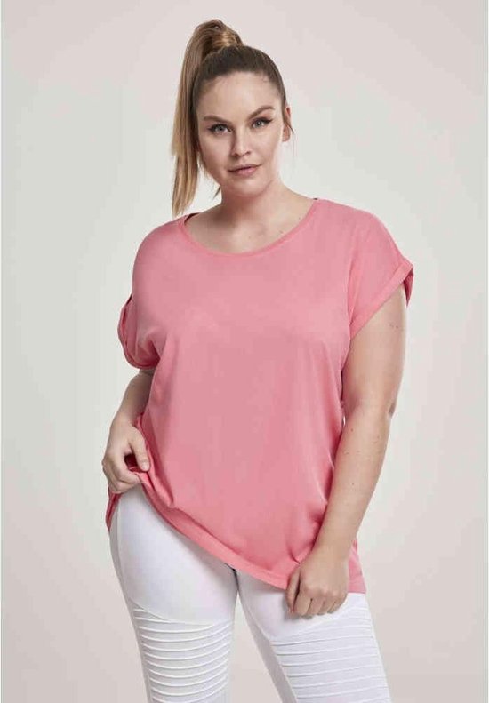 Urban Classics - Extended shoulder Dames T-shirt - M - Roze