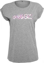 Urban Classics Gorillaz Dames Tshirt -XS- Gorillaz Logo Grijs