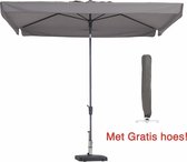Parasol rechthoek Taupe 300 x 200 cm met hoes | Madison Delos | Prachtige rechthoekige topkwaliteit parasol van Madison | Kantelbaar | 100% Polyester