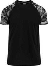 Urban Classics Heren Tshirt -3XL- Raglan Contrast Zwart/Grijs