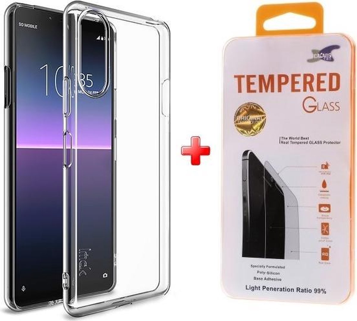 Silicone gel ultra dun hoesje - Sony Xperia 10 II - met glas screenprotector