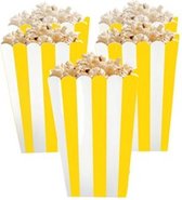 Popcorn bakjes geel 6 stuks -16 cm hoog - Popcornbakjes/chipsbakjes/snackbakjes kinderverjaardag/kinderfeestje.