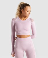 Power Long Sleeve Crop Top Roze