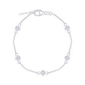 Joy|S -Zilveren armband rond cubic zirkonia 15 cm + 2