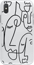 Casies iPhone 7/ 8/SE 2020 hoesje - Abstract gezicht lijnen - Siliconen TPU hoesje - Backcover Transparant Case