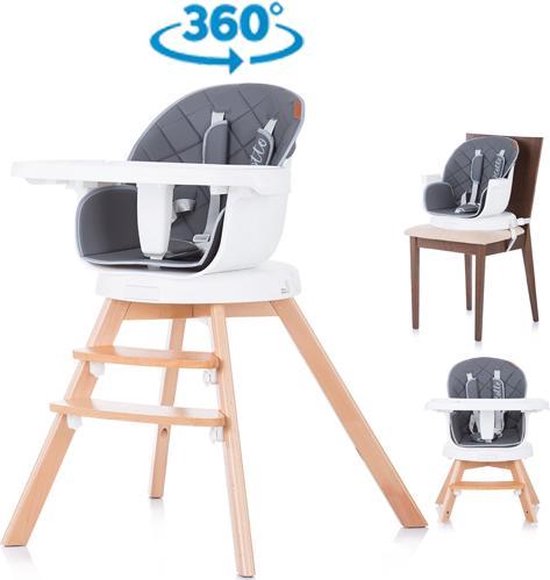 Verniel affix incompleet Kinderstoel 3 in 1 Rotto antraciet 360 graden draaibaar, geschikt vanaf 6+  maanden | bol.com