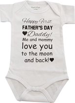 romper vaderdag tekst papa happy first fathers day korte mouw wit maat 74-80
