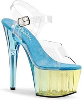 Pleaser Sandaal met enkelband, Paaldans schoenen -36 Shoes- ADORE-708MCT Paaldans schoenen Blauw/Geel