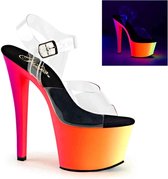 Pleaser Sandaal met enkelband, Paaldans schoenen -39 Shoes- RAINBOW-308UV Paaldans schoenen Multicolours/Transparant