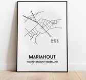 Mariahout city poster, A4 met lijst, plattegrond poster, woonplaatsposter, woonposter